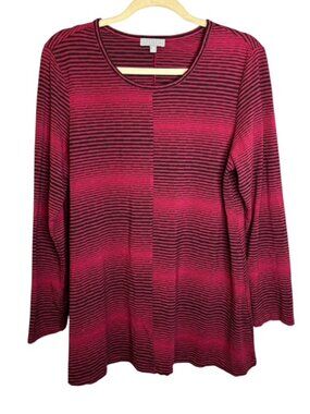 Habitat Blouse Women's Medium Minimalist Abstract Stripes Black Red